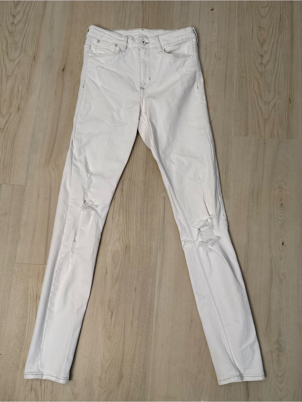 H&M White Skinny High-waist Distressed Women's Jeans size 26